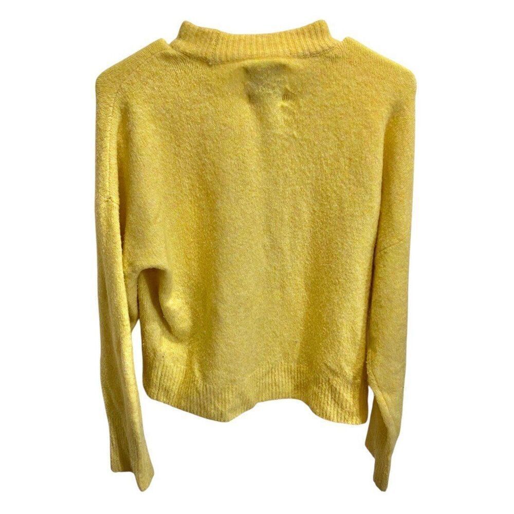 Abercrombie & Fitch Women Small Sunny Butter Yellow Knit Crewneck Sweatshirt - Picture 3 of 9